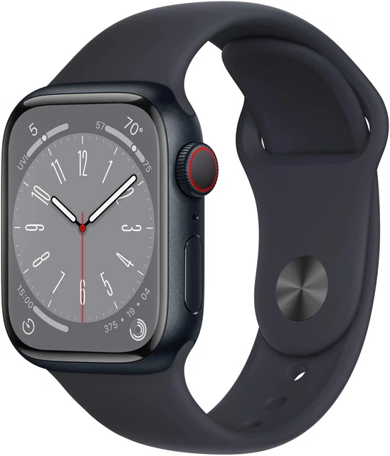 Apple Watch Series 8 41mm Mitternacht Aluminiumgehäuse mit Sportarmband, Regular