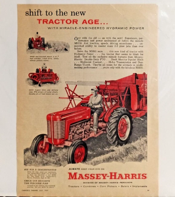 Vintage Massey-Harris Tractor Advertisement "Shift to the New Tractor Age" MH-60