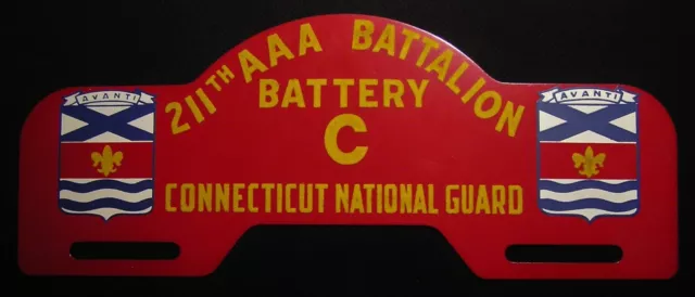 VTG CONNECTICUT NATIONAL GUARD 211th AAA BATTALION LICENSE PLATE TOPPER - NOS