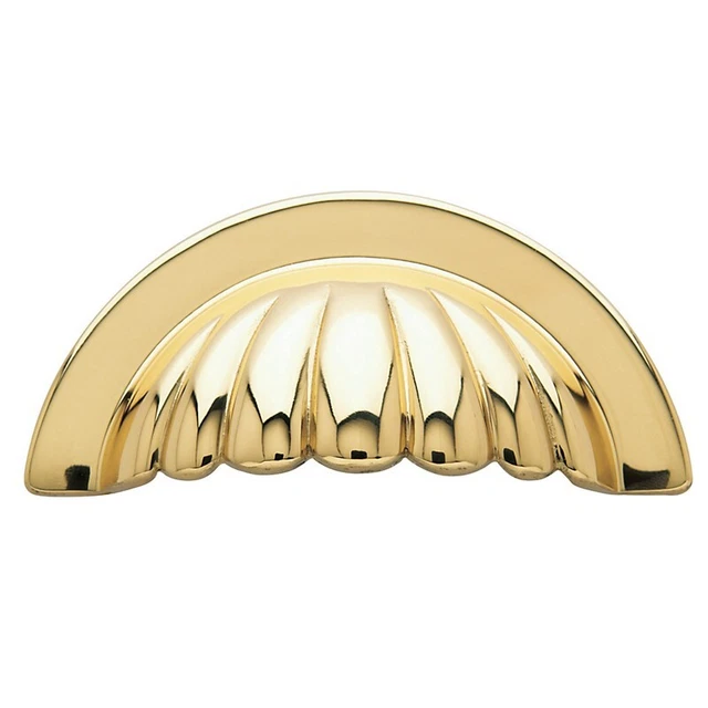 Polished Brass Solid Brass CUP SHELL DRAWER CUPBOARD CABINET DOOR PULL HANDLES