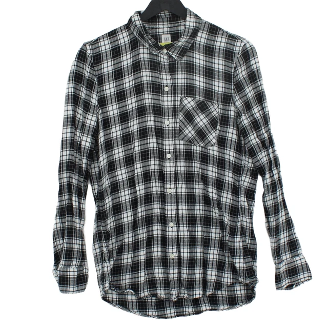 Camicia uomo Gap S nera cotone a scacchi con viscosa base