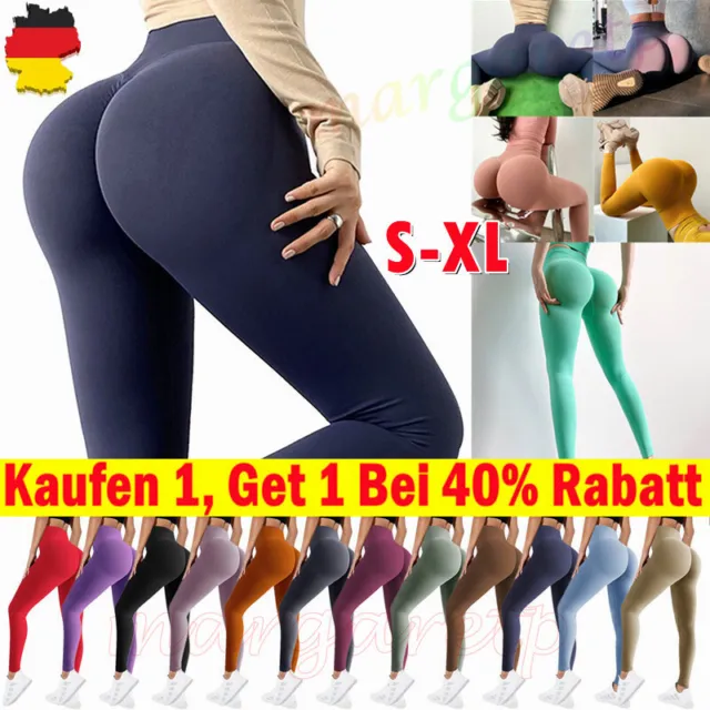 Damen Yoga Leggings Po-Lift Hochbund Leggins Fitness Lange Hose Sports Hosen DE