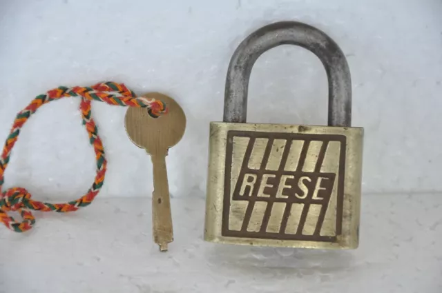 Vintage Brass REESE Brand Square Shape Handcrafted Padlock , USA