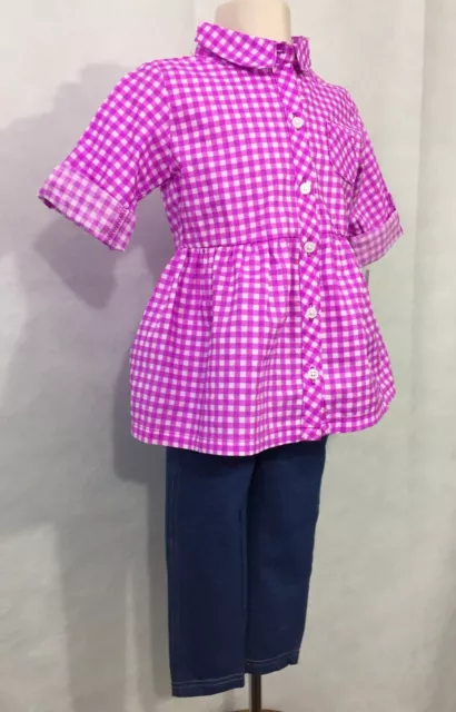 Chemise boutonnée bébé fille Carter's neuve/étiquettes 6 mois avec tenue legging en denim 3