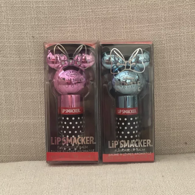 Minnie Mouse Lip Smacker DISNEY Cotton Candy & Bub-Bow Gum Flavored Lip Balm SET
