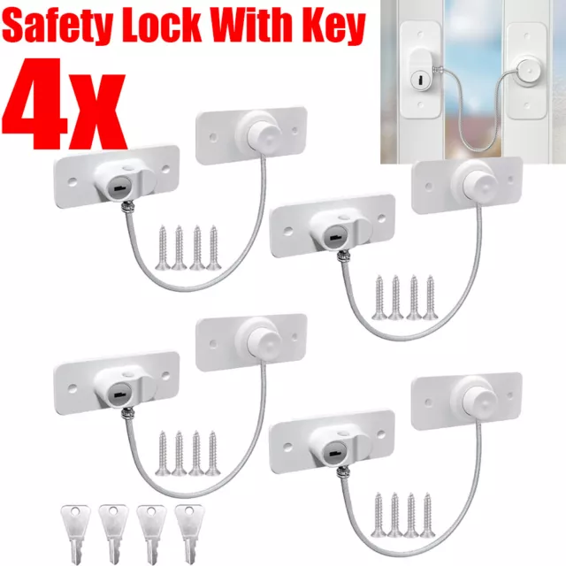 Safety Refrigerator Freezer Door Lock Strong Adhesive Baby Child Proof with Key