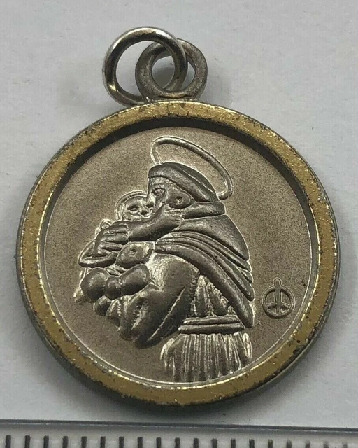 Catholic Gold Tone Edge St Antony Religious Medal Alloy Metal Pendant Tag
