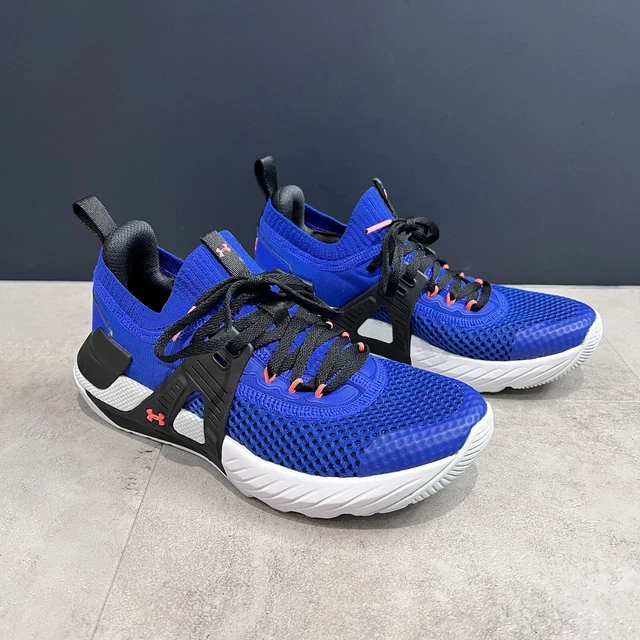 Scarpe da allenamento Under Armour Project Rock 4 junior blu bianco UK taglia 3,5 nuove!