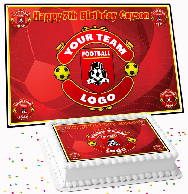 FOOTBALL LOGO BIRTHDAY Party Personalised Icing Edible Costco Cake