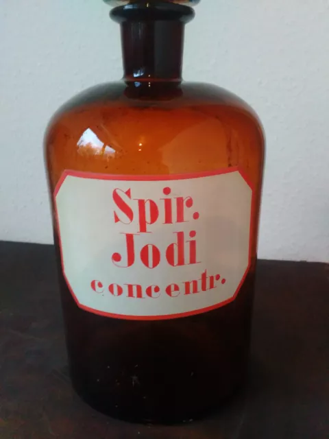 Apothekerflasche;Spir. Jodi concentr; 5 ltr.;braunglas;geschl. Stöpsel;Loft;Deco