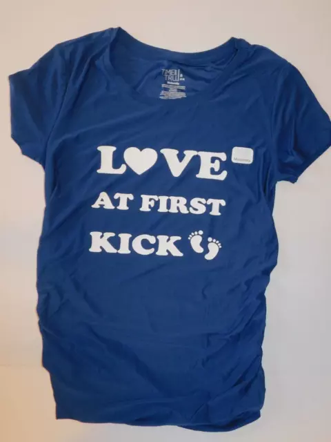 Maternity Shirt L Large 12 14 Blue Love at First Kick T-Shirt Top