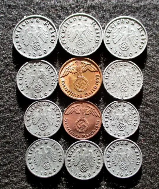 Authentic Old Coins Of Third Reich Germany (1933-1945) World War Ii - Mix 738