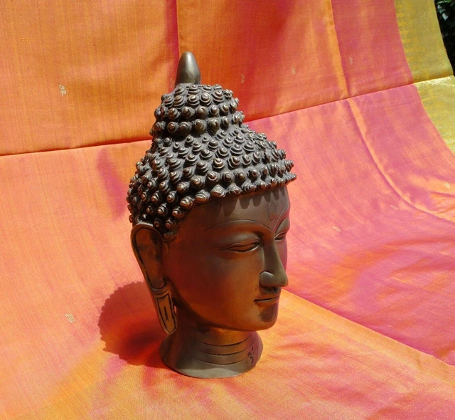 Buddha Statue Head Antique Bronze Buddha Handmade India Tibet Nepal 4 kilos A
