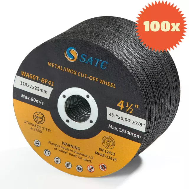 100 Stuck Trennscheiben 115 mm Inox Edelstahl Metall Extradünn Flexscheiben DE