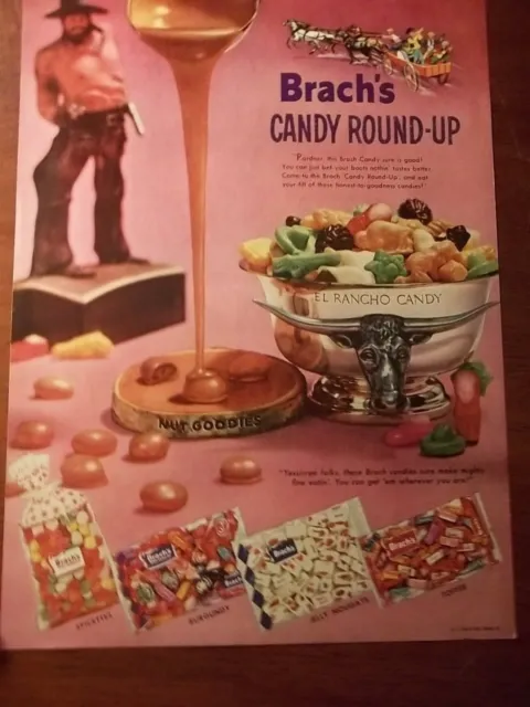 1958 VINTAGE PRINT Ad Brach's Candy Round Up 10X13 El Rancho Longhorn  Nougats $7.65 - PicClick