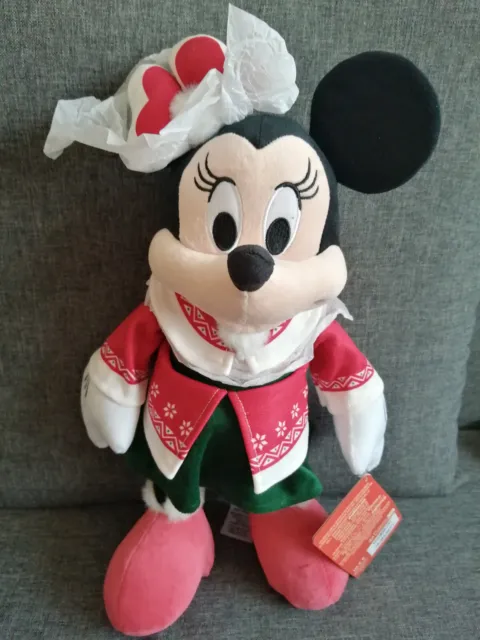Peluche Minnie Mouse Noël Disney Store 2020 Holiday Cheer rouge