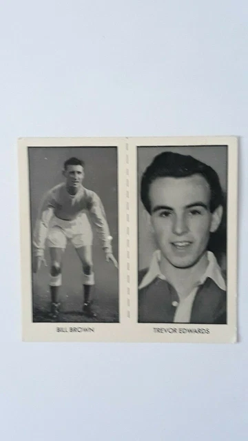1958 Abenteuerausgabe DC Thomson Weltmeisterschaft Fußballer ungeschnittene Karte von 2 Spielern