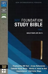 NIV Foundation Study Bible---soft leather-look, earth brown (indexed)