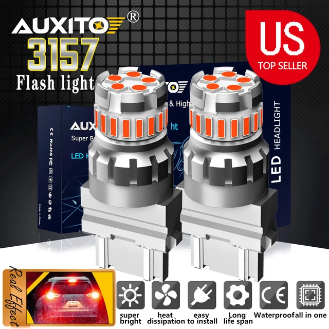 2pcs 3157 3057 4057 4157 LED Brake Stop Tail Flash Light Pure Red Super Bright