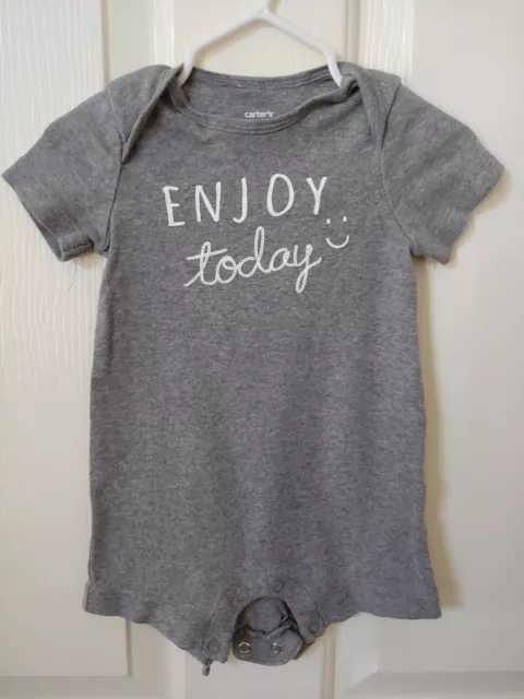 Carter's Infant Baby Boy Short Sleeve Gray Enjoy Today Romper 9 Months