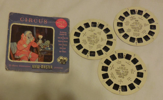 3 reels Circus Ringling Bros Barnum & Bailey 1952 View-Master Packet 701 702 703