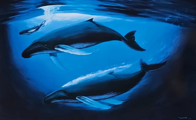 Wyland "A Sea of Life" Humpback whale family & calf HAND SIGNED #'d lithograph