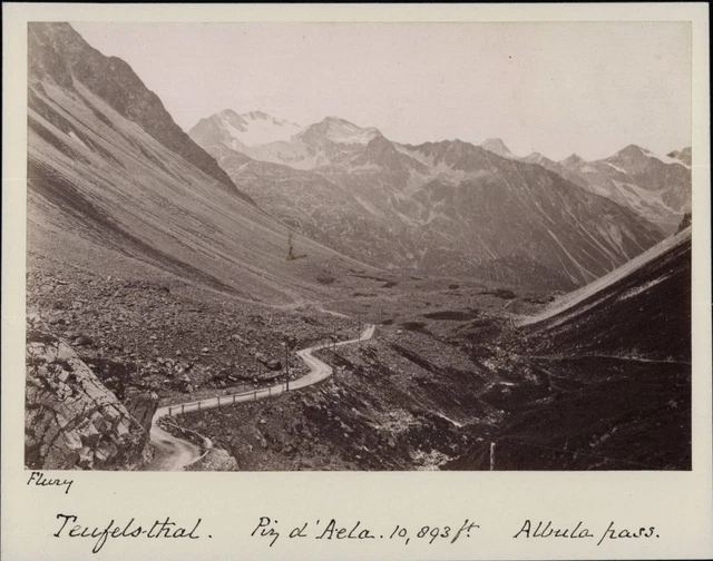 Suisse, le col de Albula. Vintage albumen print. Tirage albuminé  11,5x15