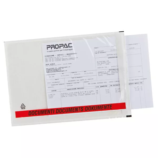 Sachets Porte-Documents Pac-List Auto-Adhésif 22 X 11 CM Int A4 Plié 3 1000 Pcs