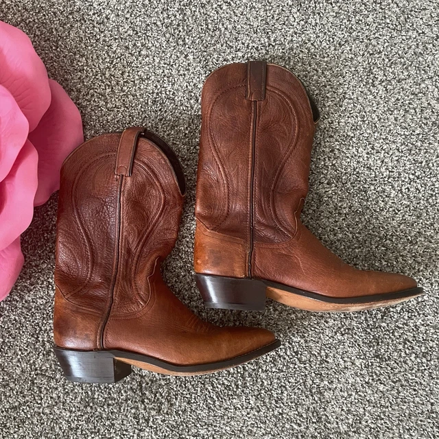 CODE WEST MENS Sz 7.5 D Brown Leather Cowboy Western Boots Rodeo ...