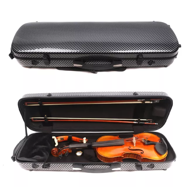 4/4 Violin case Carbon Fiber Violin Box Oblong Black Strong Light Carry Violin