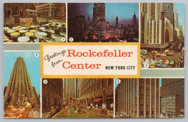 State View~6 Views of Rockefeller Center NYC~Key On Back~Vintage Postcard