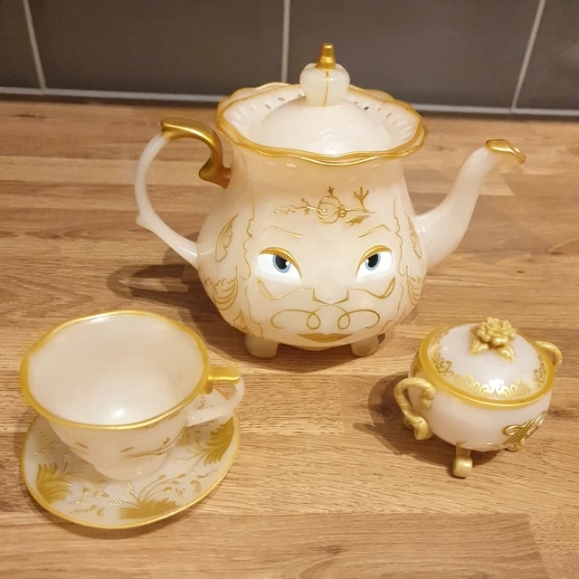 DISNEY BEAUTY AND The Beast Gold Enchanted Objects Tea Set Mrs Potts
