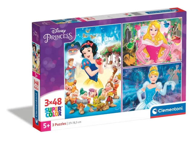Clementoni Jigsaw Puzzle Super Color Princess 3x48 Piece Disney Kids