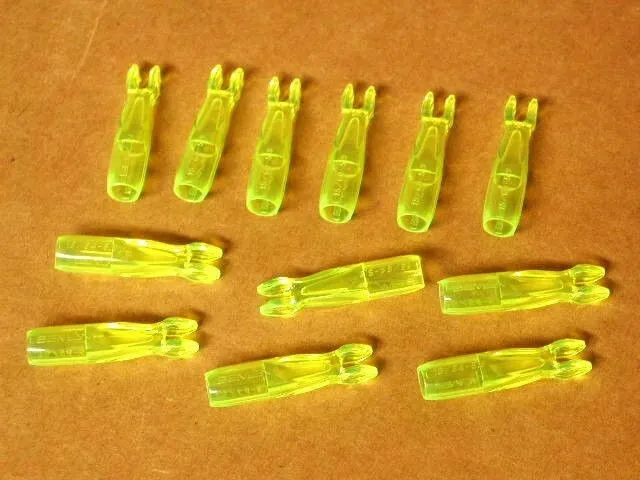 Original Beman Carbon Arrow Nocks - 13/64 Flo. Yellow - New Dozen Pack