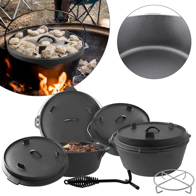 BBQ Gusseisen Dutch Oven Deckelheber Feuertopf Schmortopf Hitzebeständiges Topf