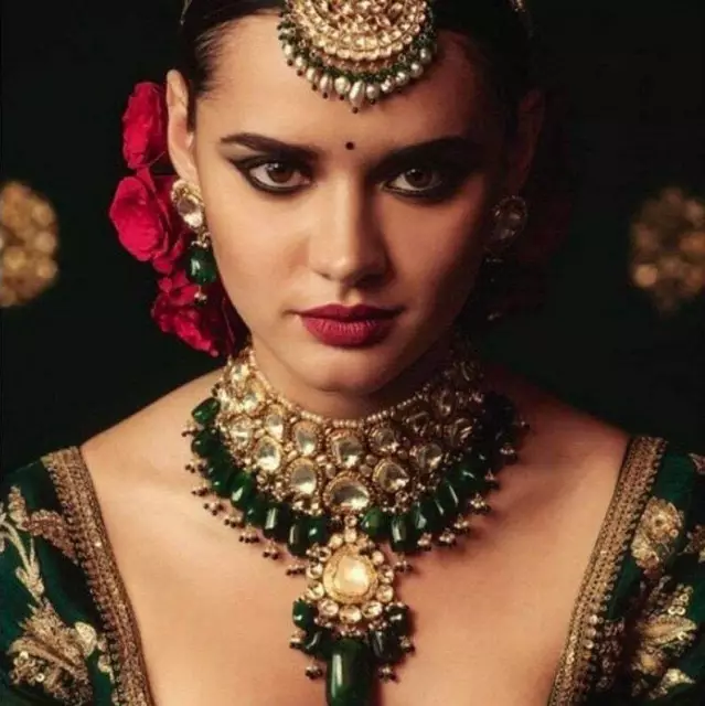 Sabyasachi Inspiré Kundan Mariage Ensemble Bijoux Plaqué Or Collier Boucles Neuf