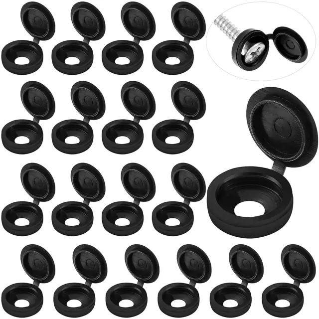 100 Pieces Hinged Screw Cover Caps Plastic Screw Caps Fold Screw Snap Covers Was