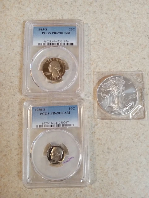 Coin Lot American Silver Eagle And Pcgs Slabs
