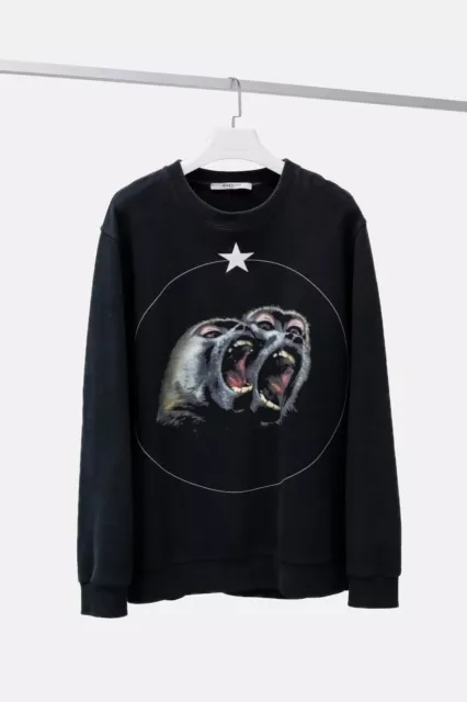 Givenchy Cuban Monkey Brothers Black Crewneck, Size XL