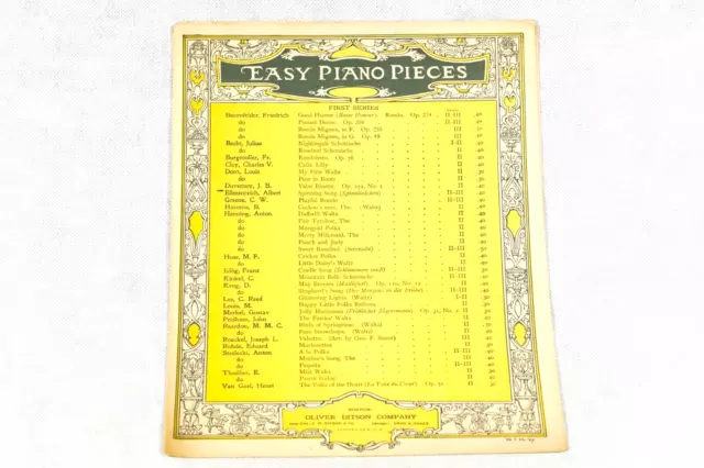 1908 EASY PIANO Pieces Antique Piano Sheet Music Oliver Ditson Co