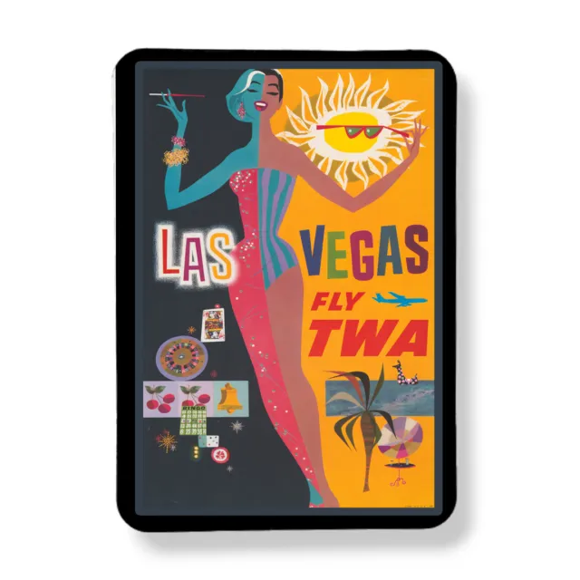 Vintage Vegas TWA Travel Poster Magnet Sublimated 3"x4" Artisan Keepsake Gift