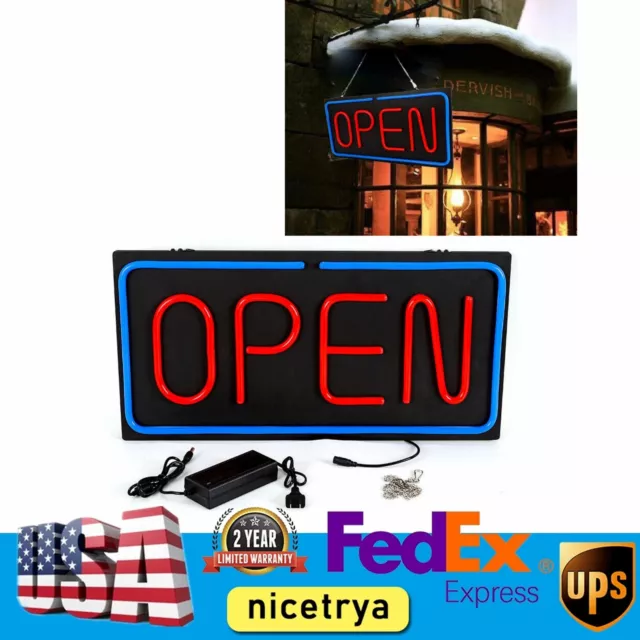 Big Horizontal Neon Open Sign Light Opensign Restaurant Business bar Bright Lamp