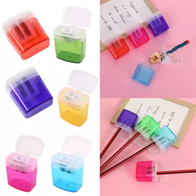 Pencil Sharpener Manual Double Hole Pencil Sharpener with Lid Hand School Office