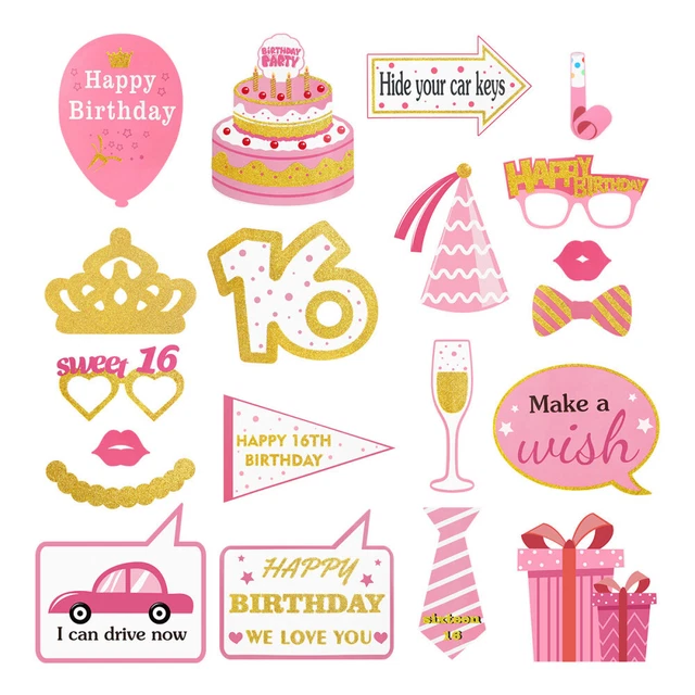 Amosfun 20 pz kit oggetti di scena per feste stand fotografico 16° compleanno ottimo per 16° compleanno