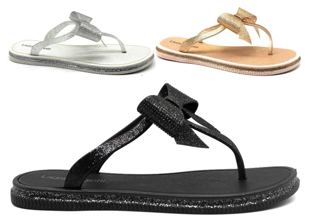 Sandales Chaussures pour Femmes Basses Laura Biagiotti 6385 Tongs Casual Mer Été