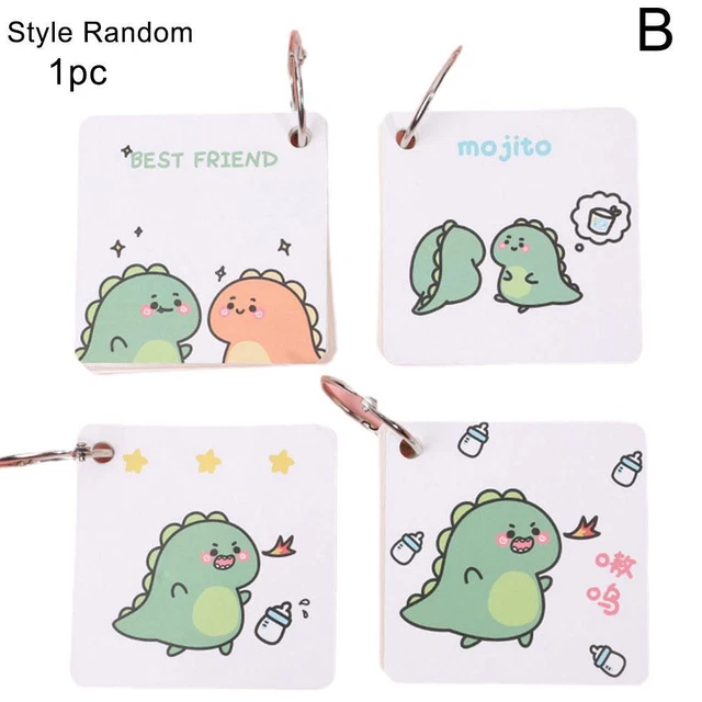 Dinosaur cartoon blank memory cards flashcards binder rings words