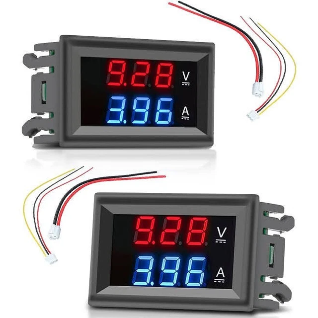 Voltmetro Amperometro Digitale 0.28'' 100V DC 50A - Display Blu E Rosso Con Shunt - Foto 3