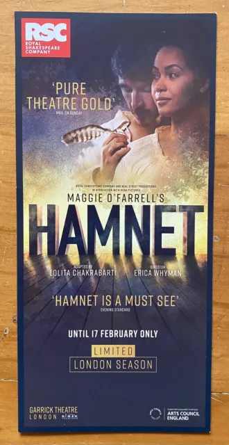 Hamnet Original Flyer Maggie O’Farrell Garrick Theatre West End London Fold-Out