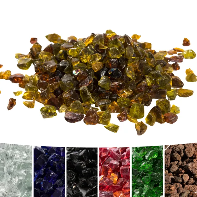 Teamson Home 4kg Yellow Tempered Fire Glass, Lava Rocks for Outdoor Gas Fire Pit