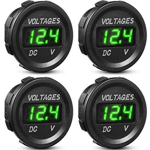 4 Jauges de Tension de Voiture DC 12V Voltmètre dAffichage Étanche LED Jauge de